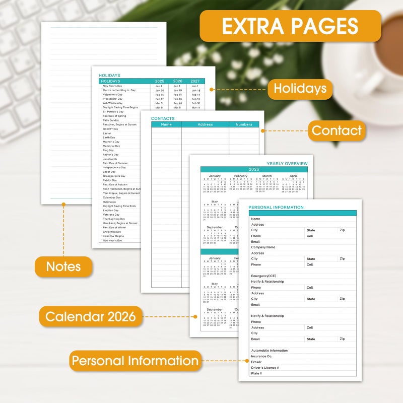 Ymumuda 2026 Planner, Daily Weekly Monthly Planner, 2026 Calendar Planner (Jan 2026 - Dec 2026), 8.4"" x 6.3"", Teacher School Student Work Agenda with Tabs, Ideal for School Office Supplies - Image 4